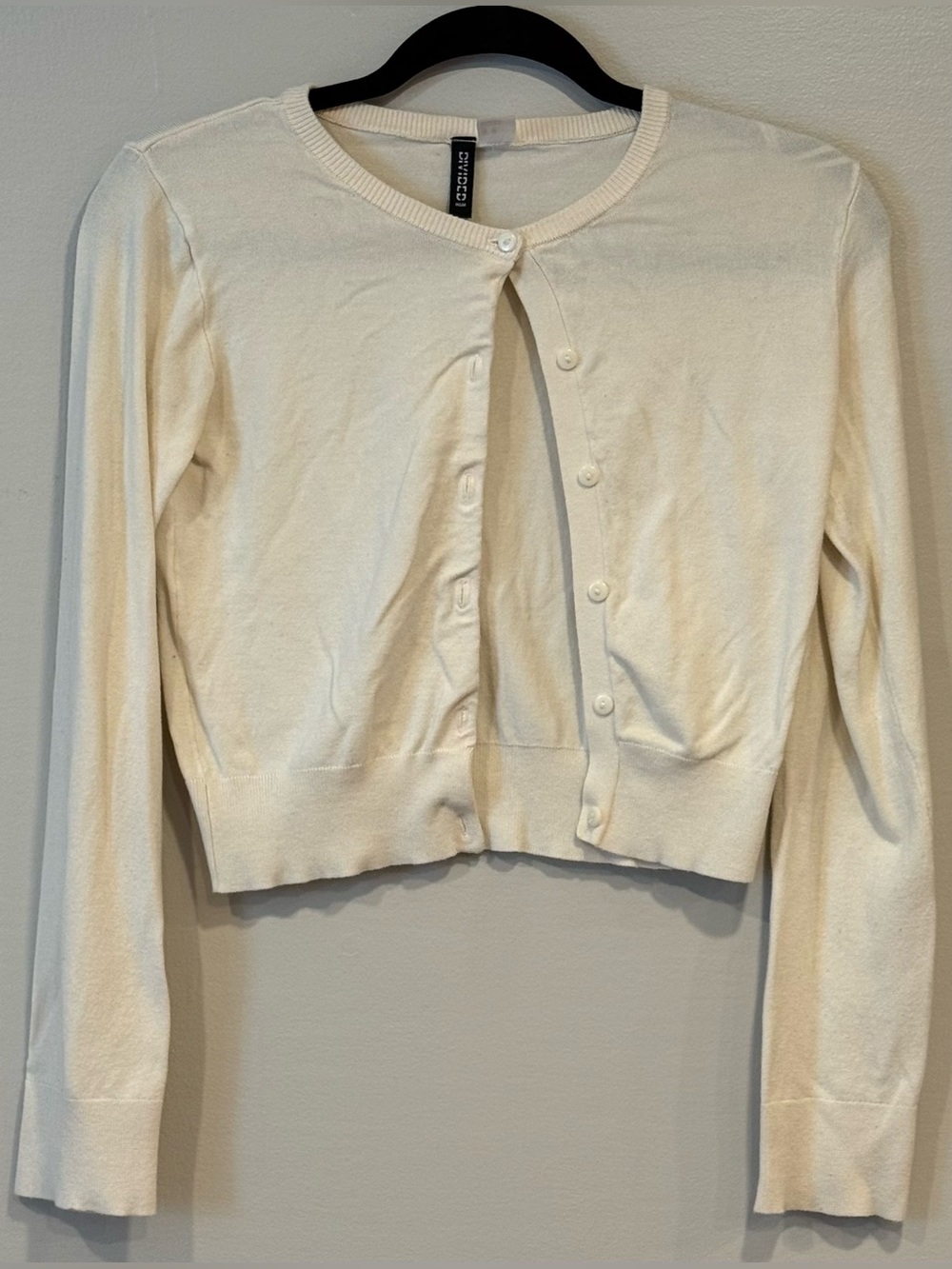 H&M Divided Cropped Fine-Knit Cream Button-Down Cardigan Women's XS
